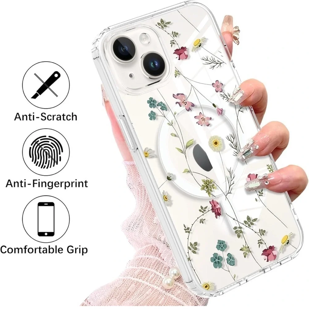 Floral Pattern Phone Case - White (055)